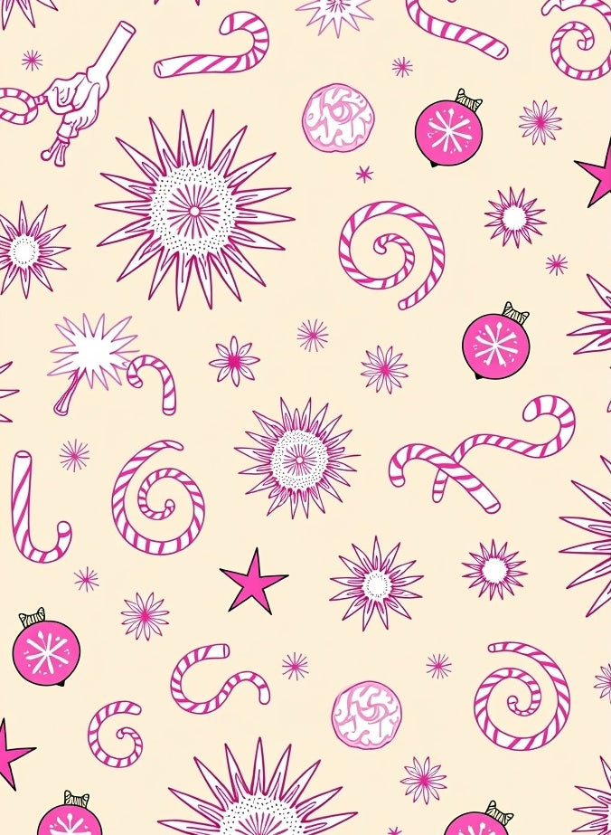Pink Festive Holiday Elements Rug