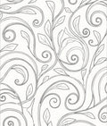 Ornate Black Scroll Leaf Vine Rug