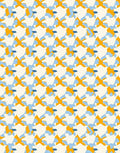 Golden Blue Interlocking Shapes Rug