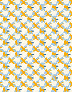 Golden Blue Interlocking Shapes Rug