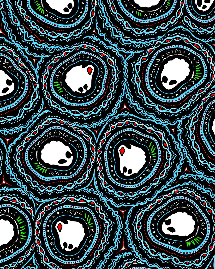 Black Blue Red Abstract Geode Rug