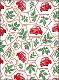 Red Vintage Car Holly Berry Patchwork Rug