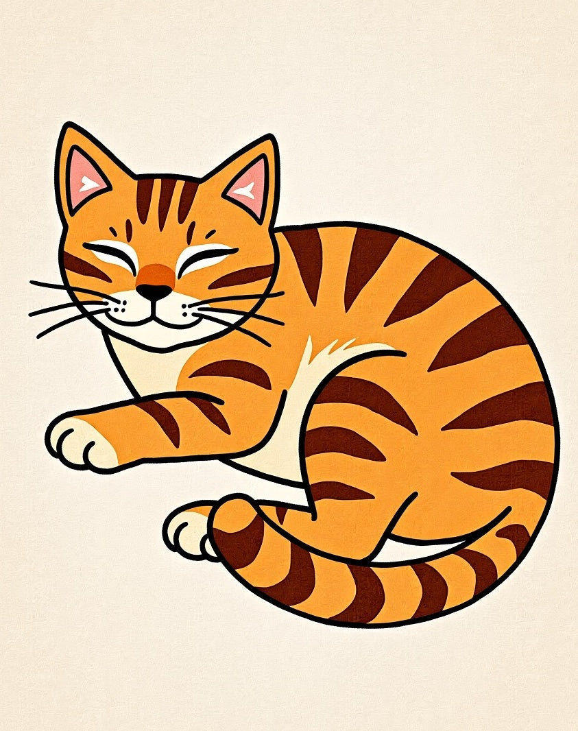 Whimsical Orange Tabby Cat Illustration Rug