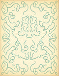 Cream Teal Abstract Organic Loops Rug