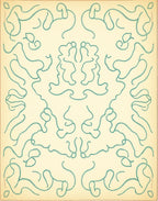 Cream Teal Abstract Organic Loops Rug