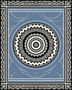 Contrasting Black Cream Mandala Border Rug