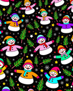 Happy Snowmen And Pine Sprigs Rug