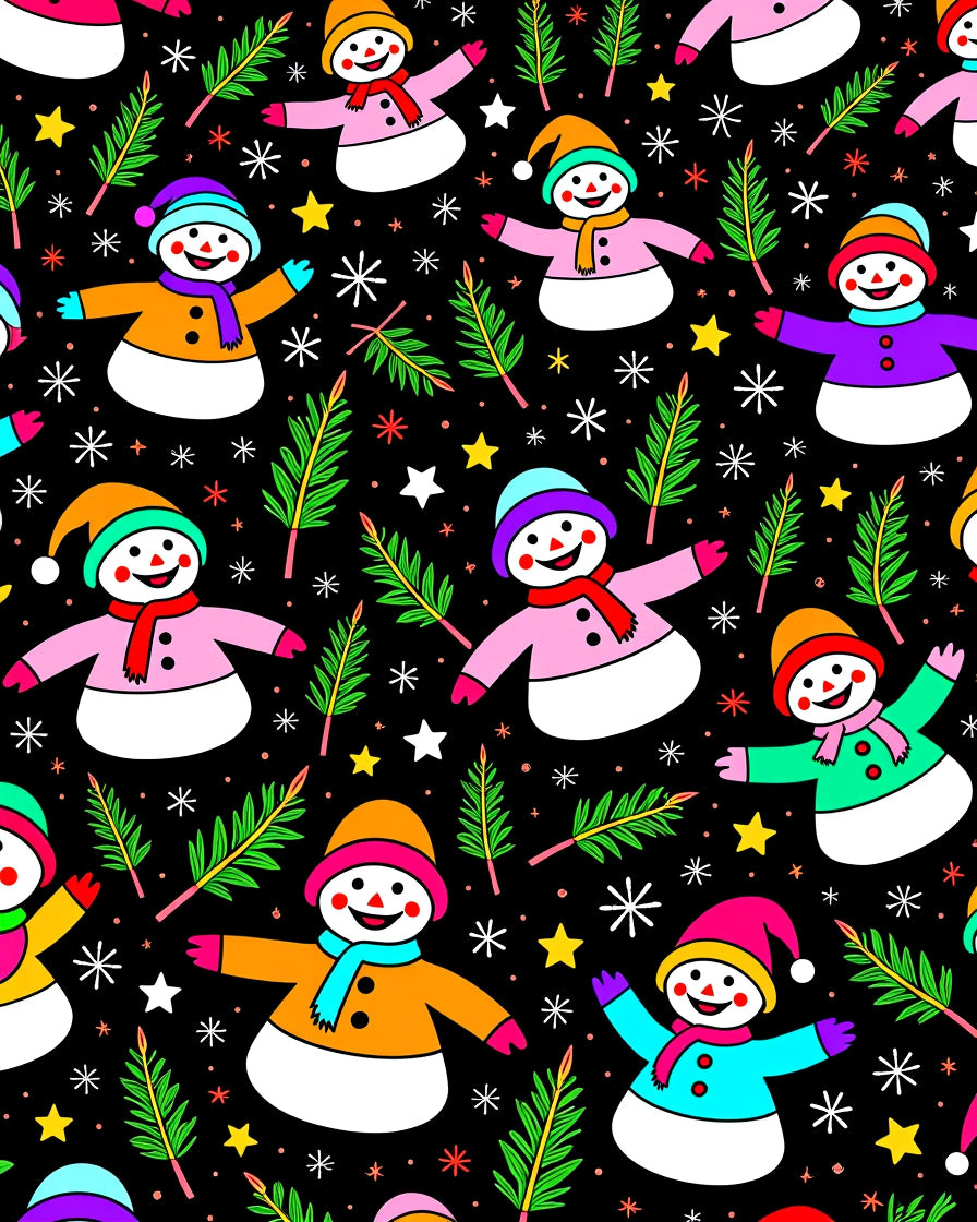 Happy Snowmen And Pine Sprigs Rug