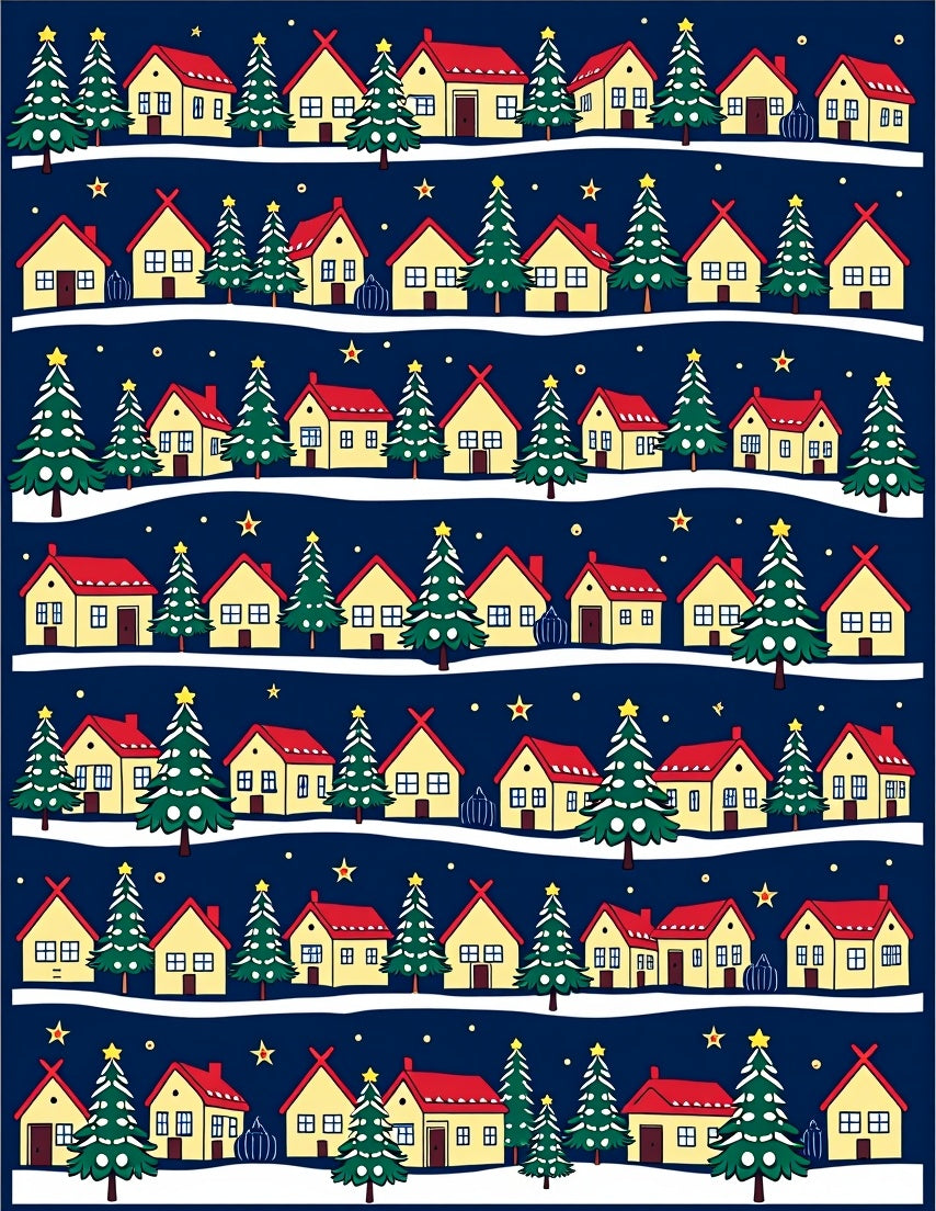 Festive Village Christmas Tree Snow Rug