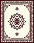 Dark Red Floral Medallion Frame Rug
