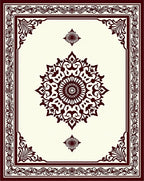 Dark Red Floral Medallion Frame Rug
