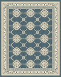 Cream Floral Motif On Slate Blue Rug