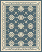 Cream Floral Motif On Slate Blue Rug