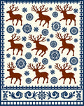 Rustic Brown Reindeer Snowflake Border Rug