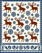 Rustic Brown Reindeer Snowflake Border Rug