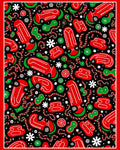 Festive Red Green Sled Candy Canes Rug