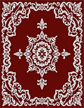 Deep Red Floral Lace Medallion Rug