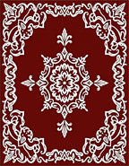 Deep Red Floral Lace Medallion Rug