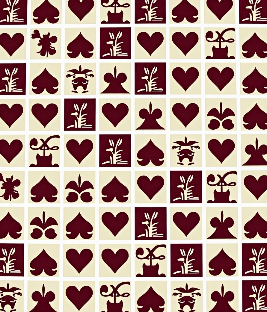 Deep Red Court Card Squares Rug