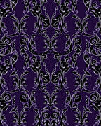 Deep Purple Scrollwork Baroque Rug