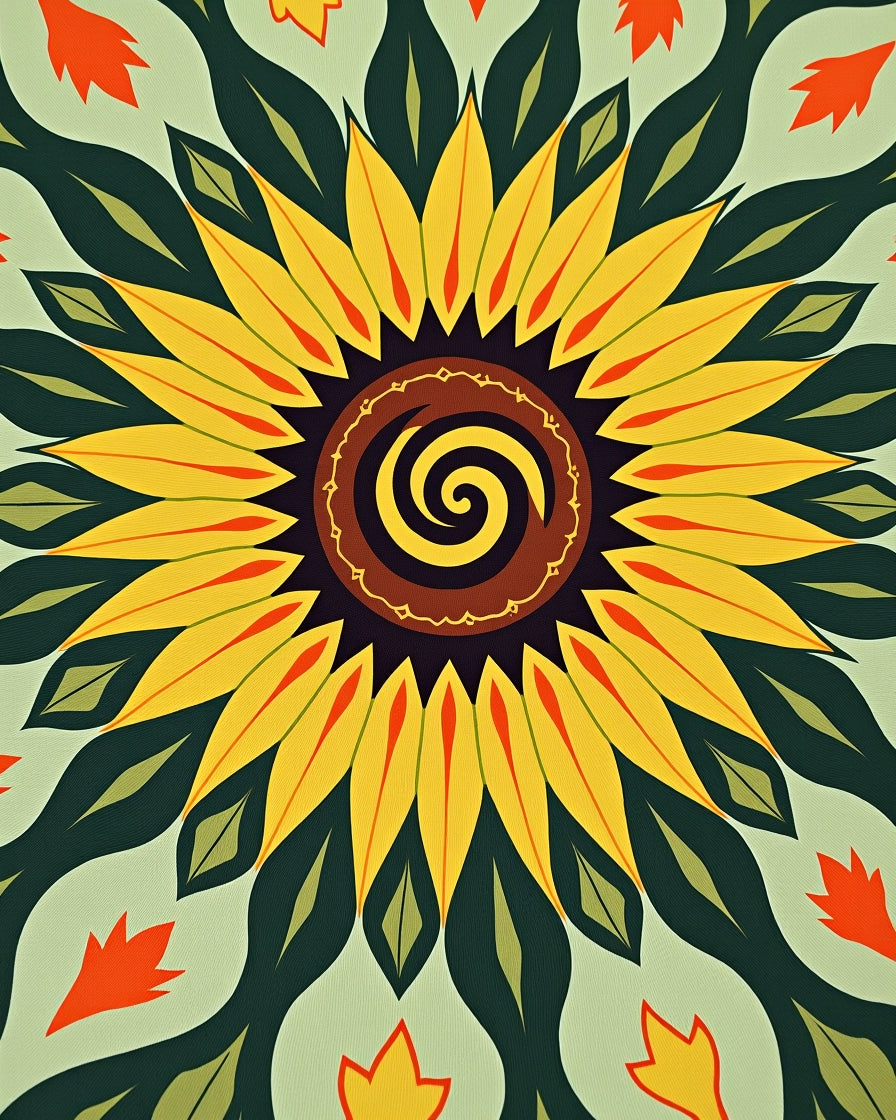 Vibrant Yellow Sunflower Mandala Rug