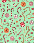Red White Candy Cane Holiday Scene Rug