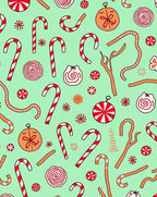 Red White Candy Cane Holiday Scene Rug