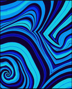 Vivid Blue Swirl and Stripe Rug