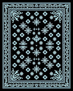 Aqua Snowflake Blooms Border Rug