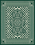 Emerald Green Intricate Floral Medallion Rug