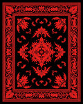 Crimson Floral Medallion Black Rug