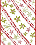 Red Green Poinsettia Snowflake Stripes Rug