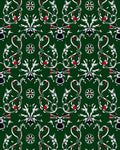 Emerald Green White Red Floral Scroll Rug