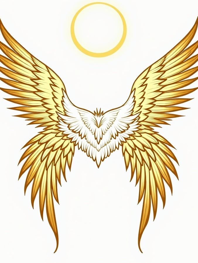 Golden Feathered Wings Halo Rug