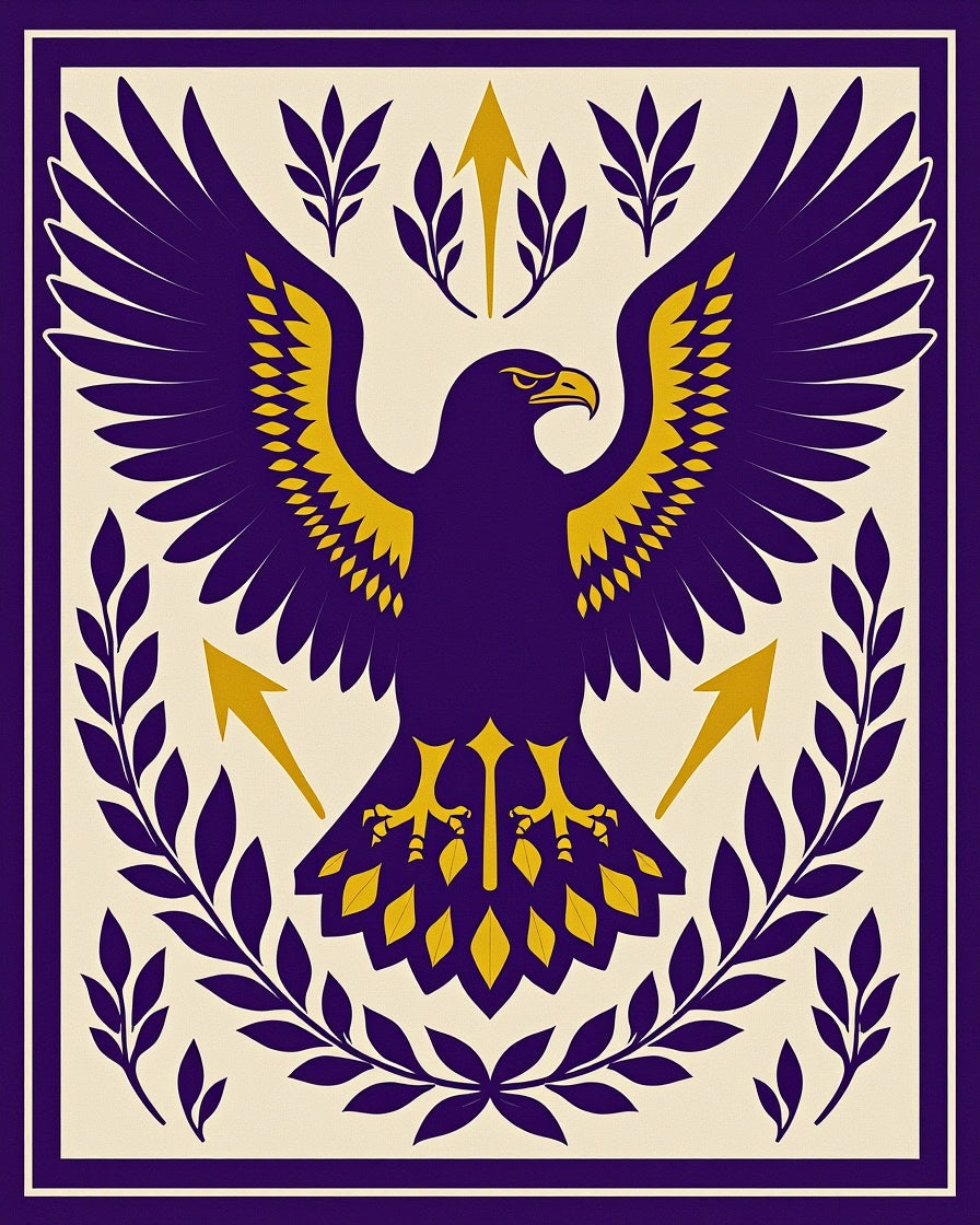 Majestic Purple Eagle Laurel Border Rug