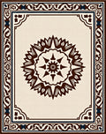 Cream Brown Ornamental Starburst Frame Rug