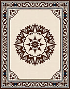 Cream Brown Ornamental Starburst Frame Rug