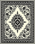 Black Cream Floral Medallion Borders Rug