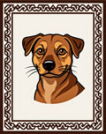 Brown Dog Portrait Ornate Frame Rug