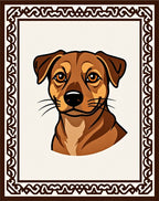 Brown Dog Portrait Ornate Frame Rug