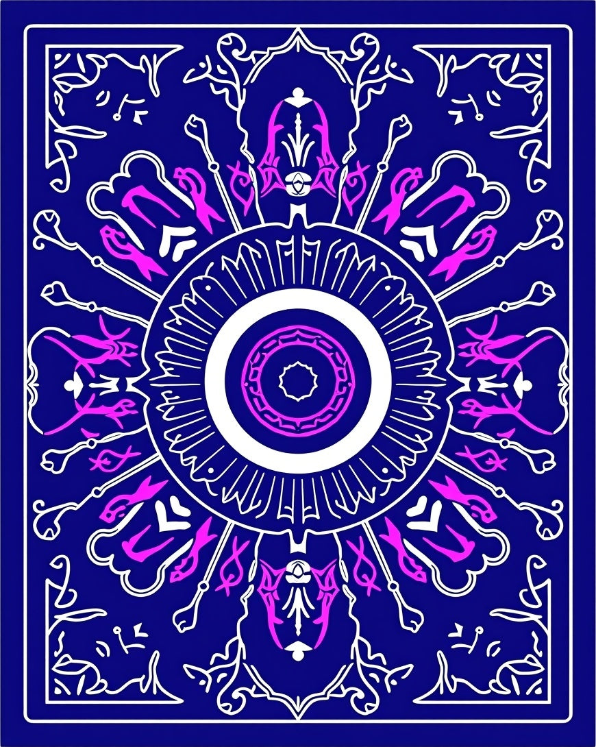 Deep Blue Fanciful Mandala Rug