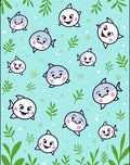Playful Blue Gray Fish Aquatic Scene Rug