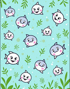 Playful Blue Gray Fish Aquatic Scene Rug