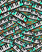 Vibrant Orange Aqua Piano Keys Rug