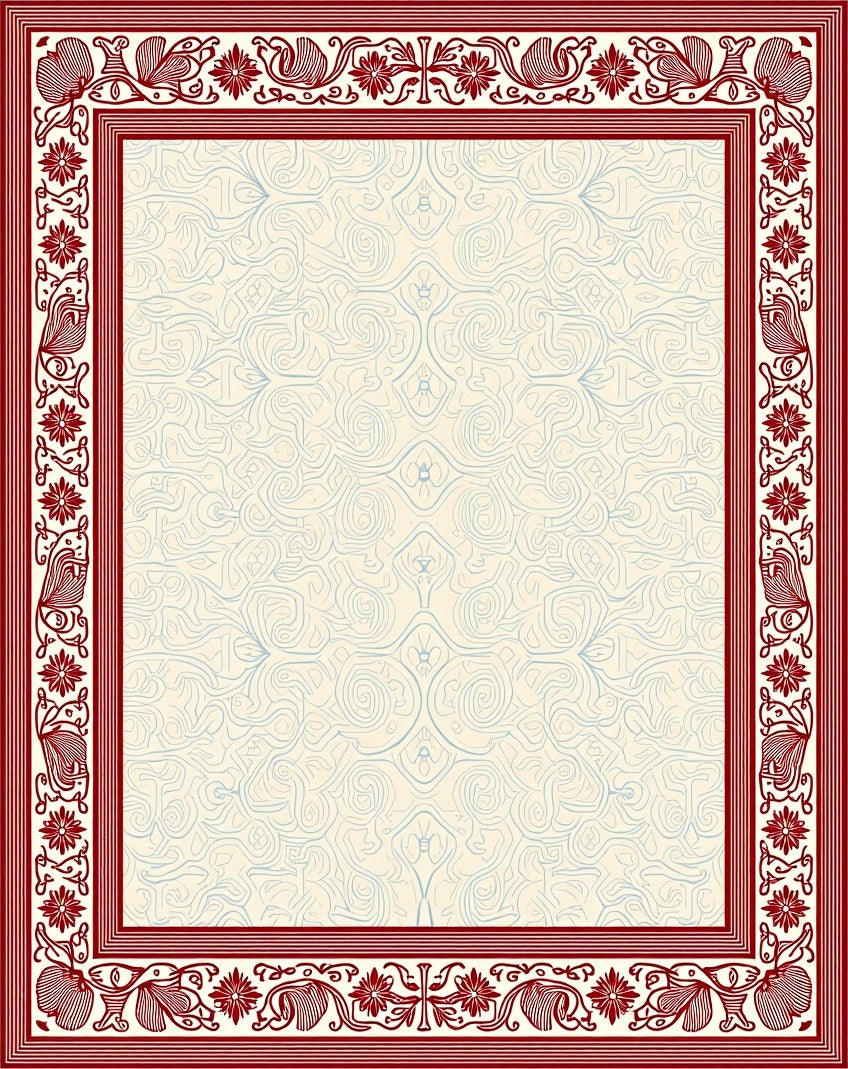 Crimson Floral Border Cream Interior Rug