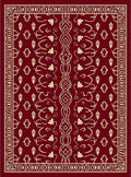 Crimson Ivory Ornate Floral Vine Rug