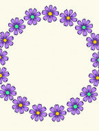 Purple Daisy Wreath Cream Background Rug
