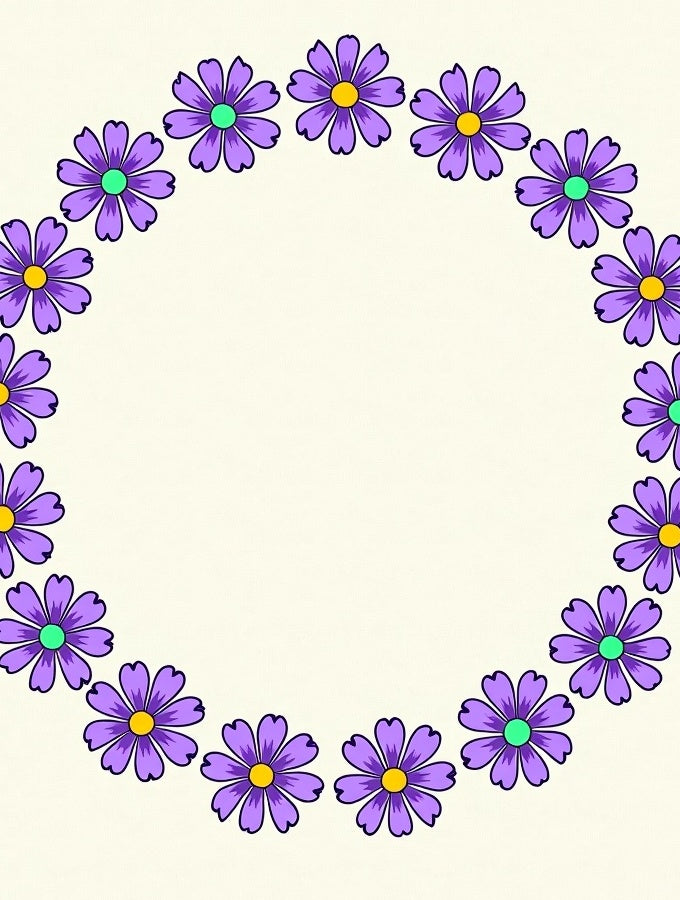Purple Daisy Wreath Cream Background Rug