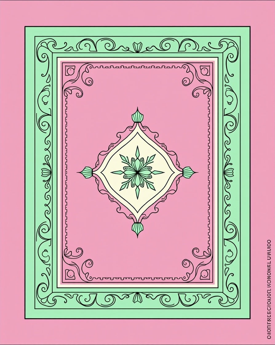 Pink Mint Scroll Medallion Rug