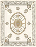 Gold and Cream Floral Medallion Border Rug